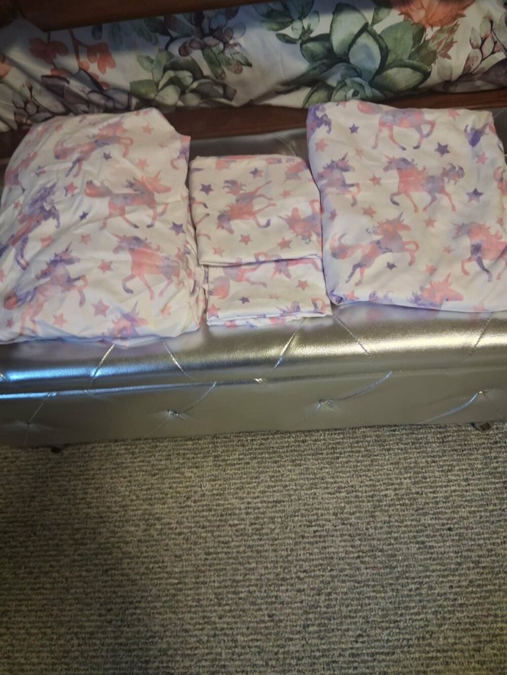 Full size sheet set Unicorns pink & Purple